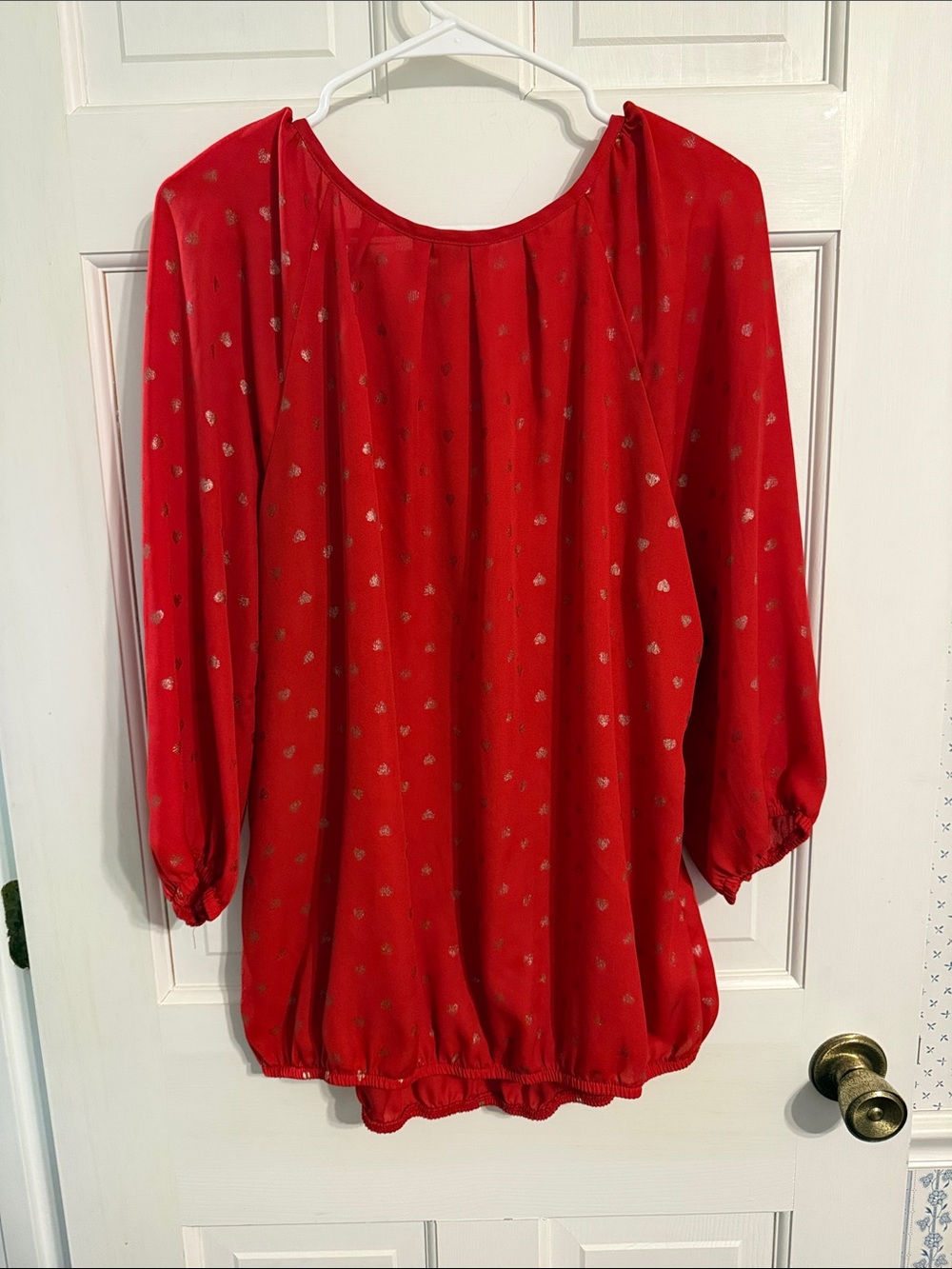 Roz & Ali Red Gold Heart Peasant Top - Picture 5 of 5